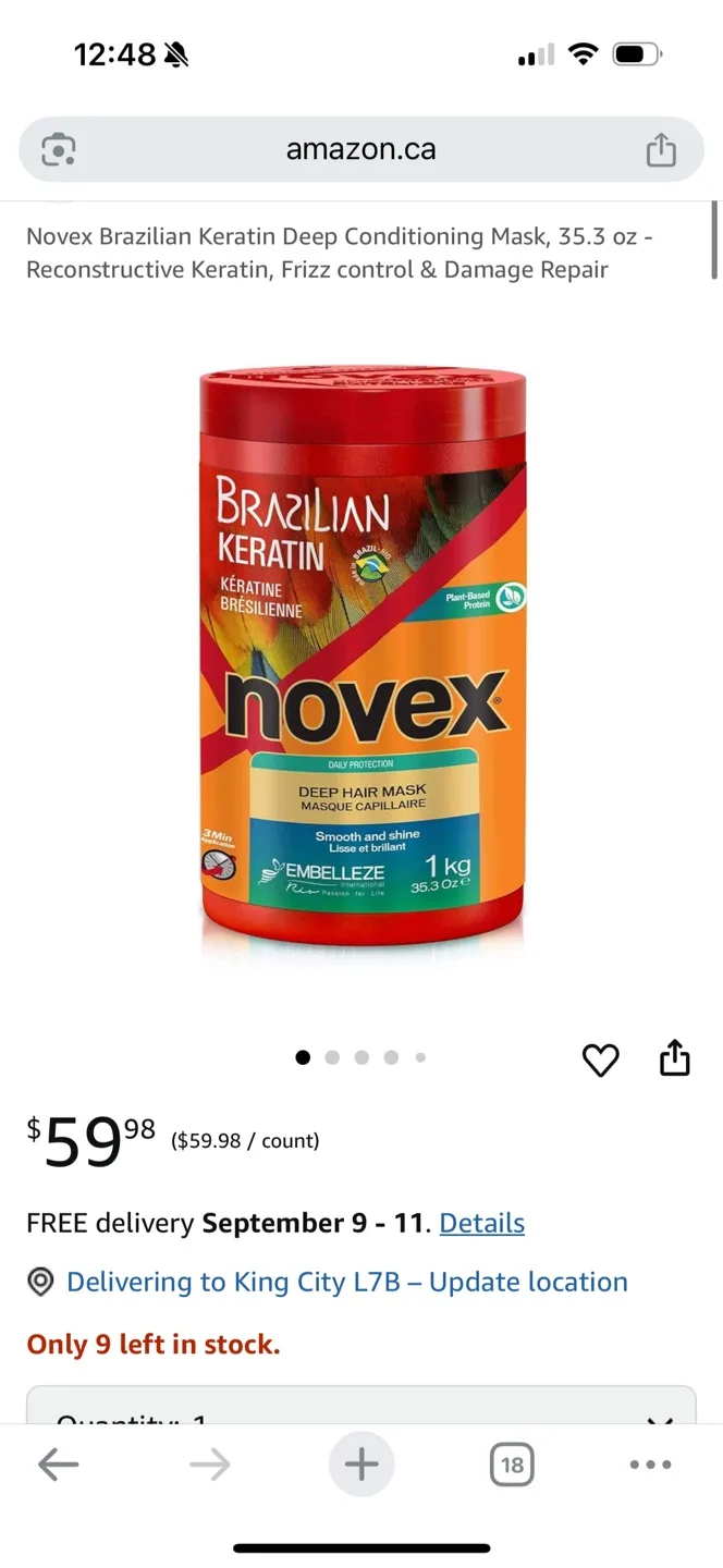 NOVEX Brazilian Keratin Mask - Frizz control & Damage Repair image indicator(8)