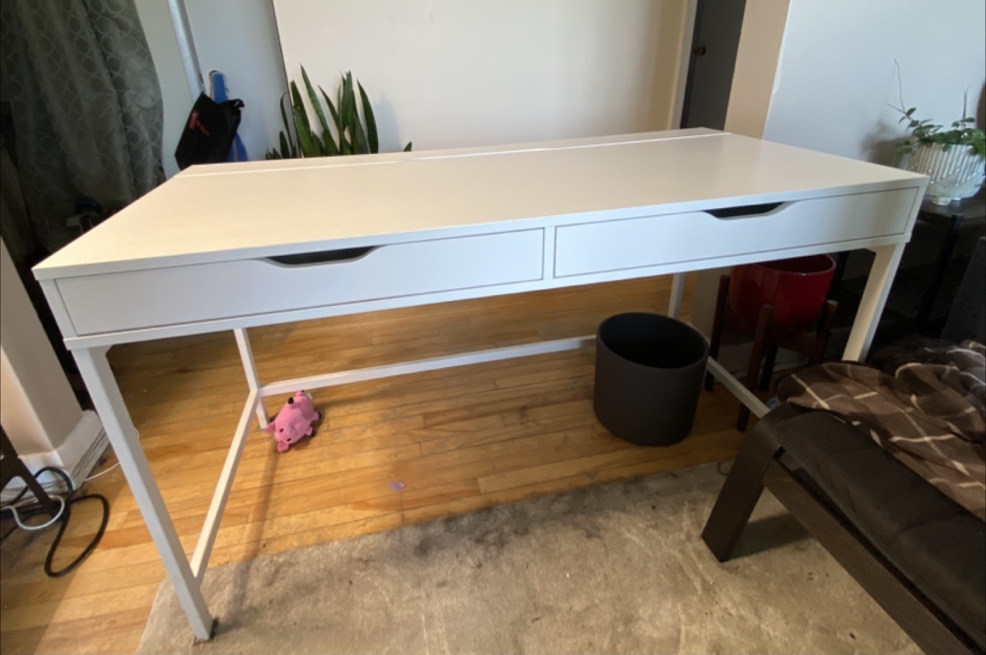 White IKEA Alex Desk with Drawers