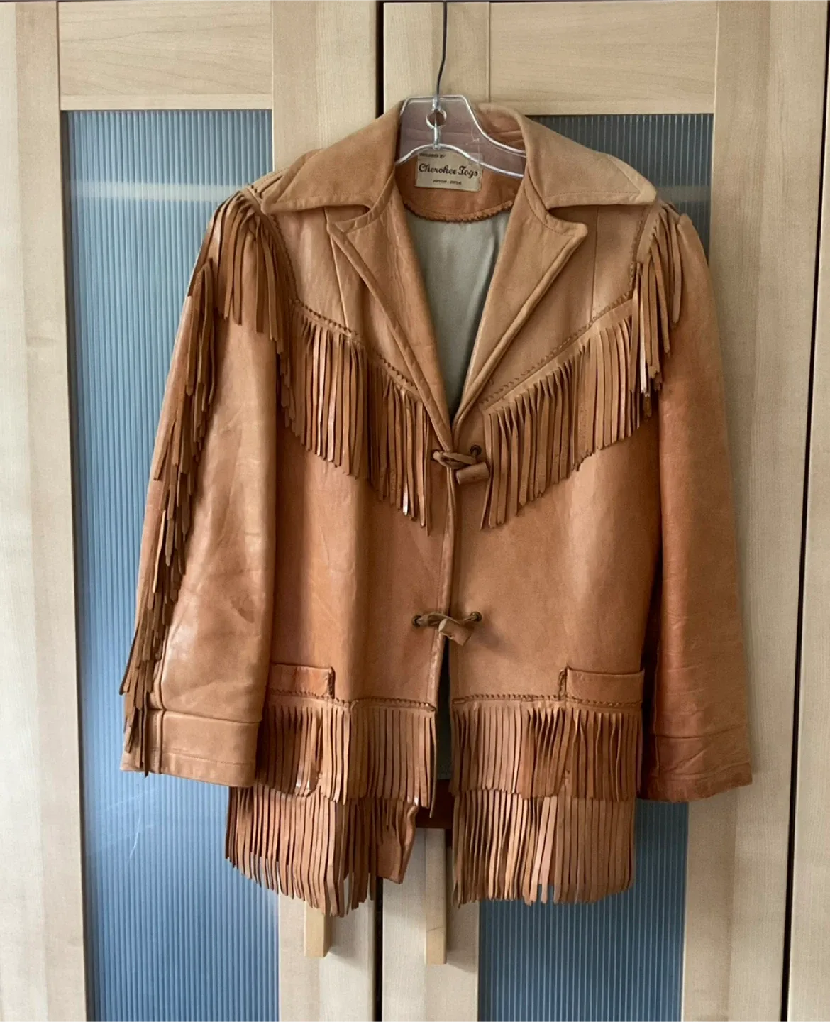 Cherokee Togs Vintage Leather Fringe Jacket Size 12 thumbnail
