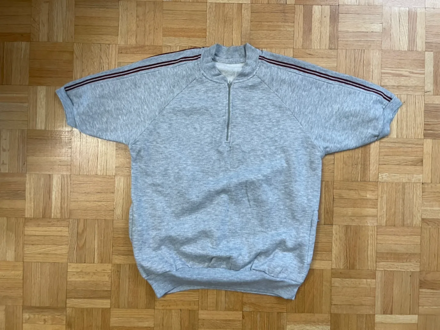 Grey Half-Zip Short Sleeve Sweatshirt thumbnail