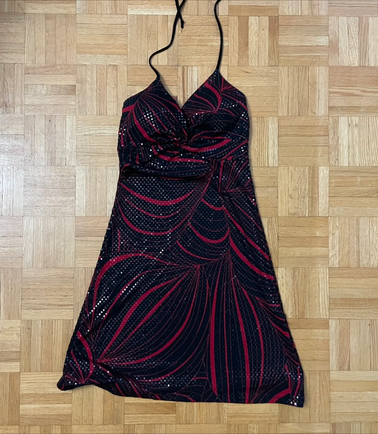 Halter Dress - Black and Red thumbnail