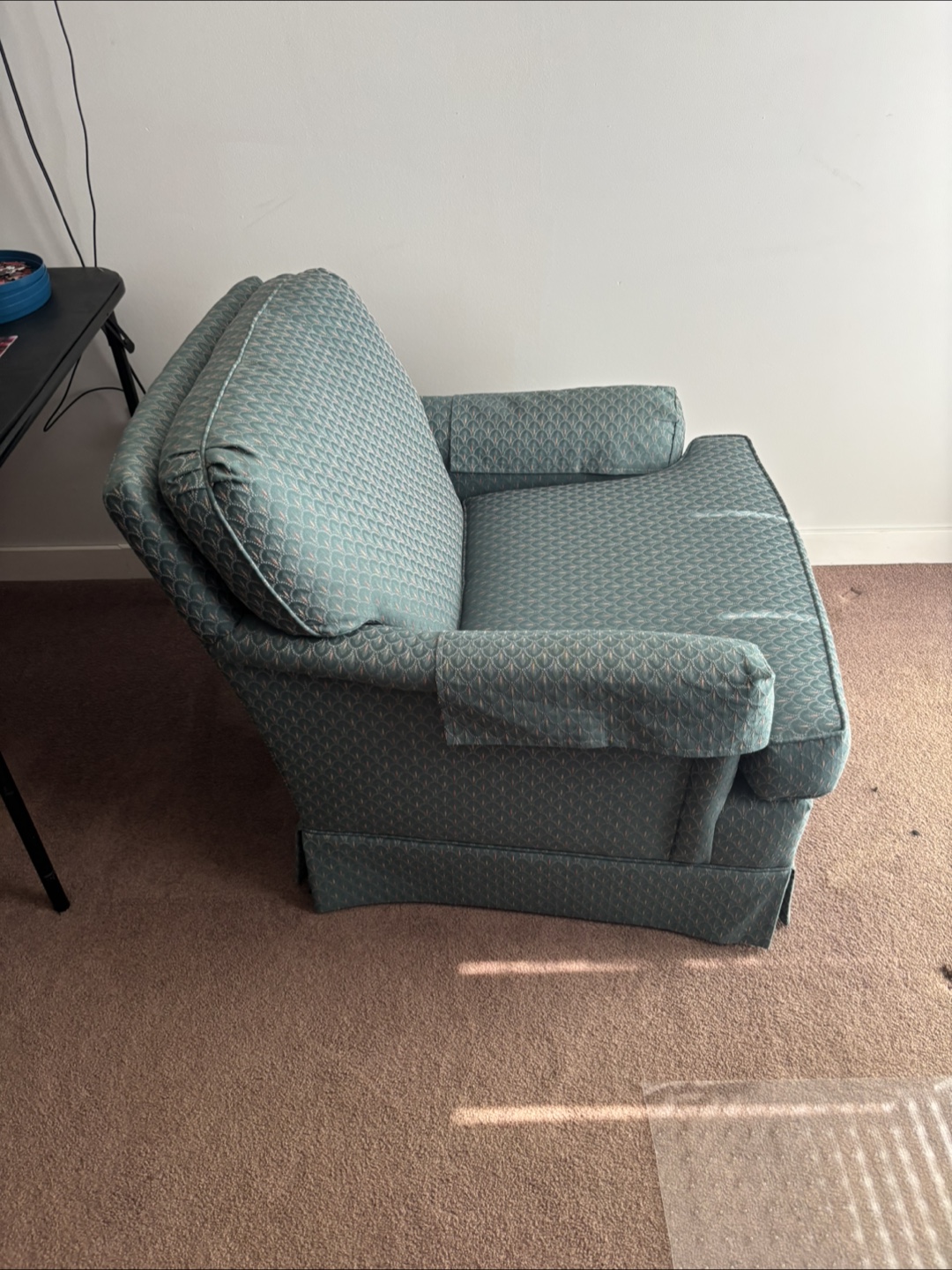 Patterned Armchair - Green & Beige