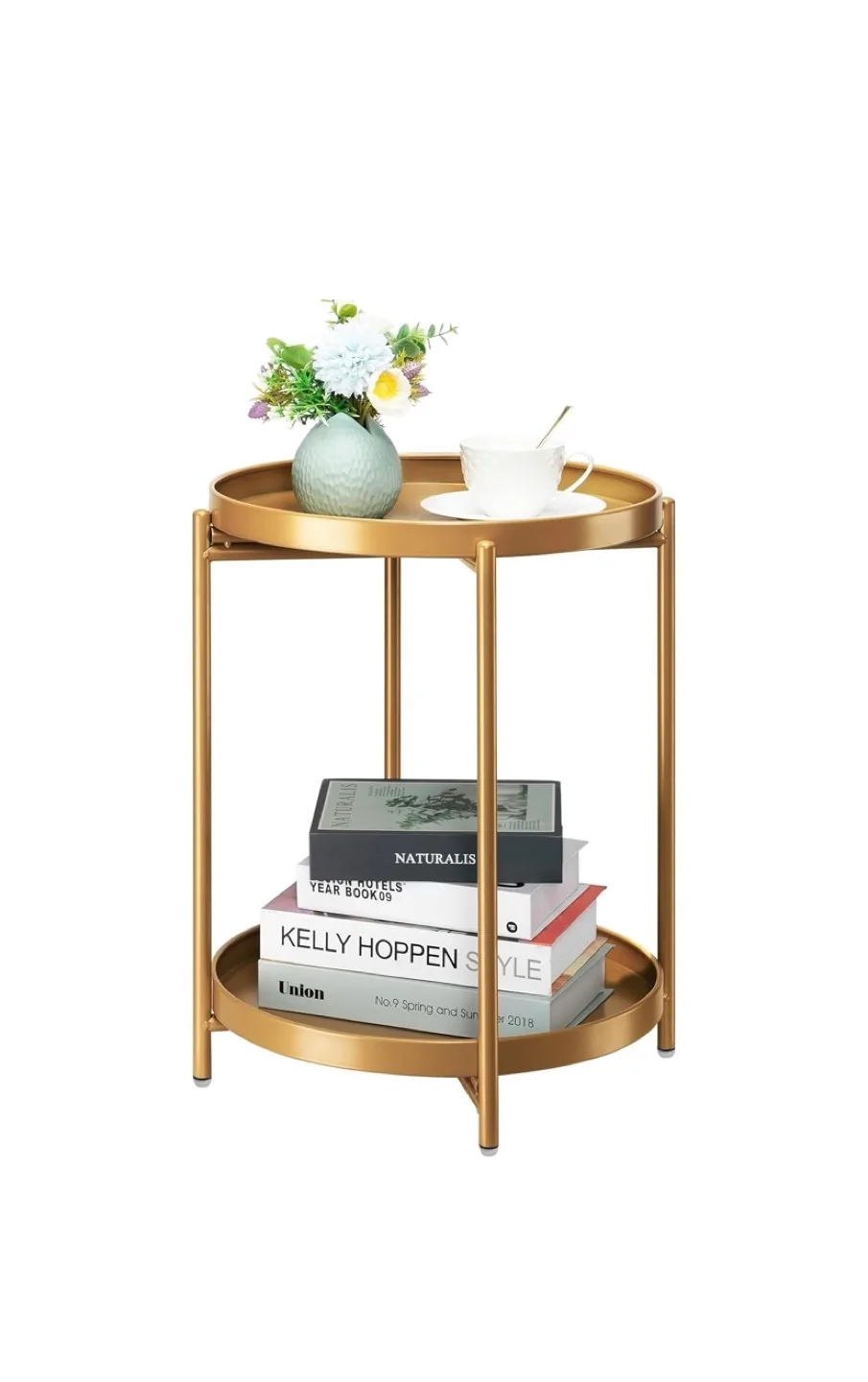 Danpinera Gold Round End Table - Like New! thumbnail