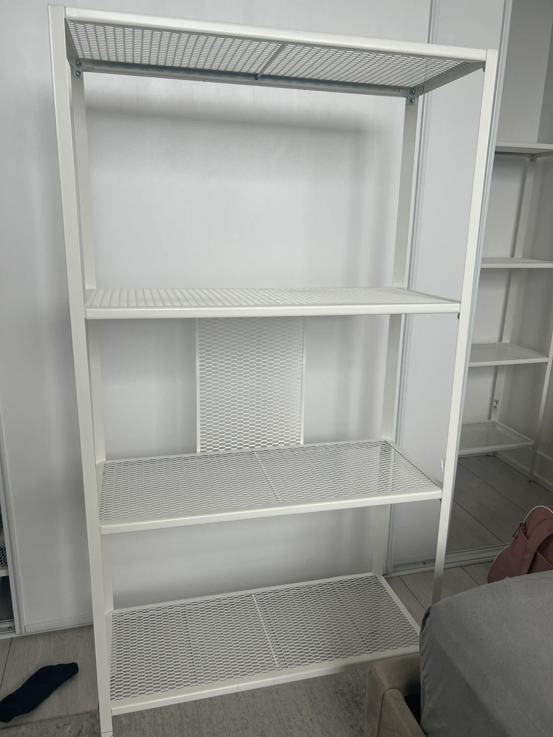 White Metal Shelf Unit
