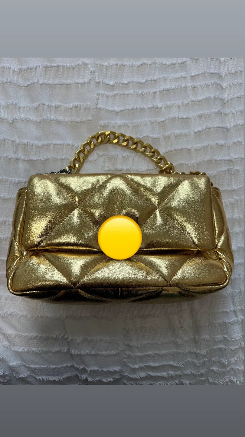 Gold Quilted Chain Shoulder Bag thumbnail