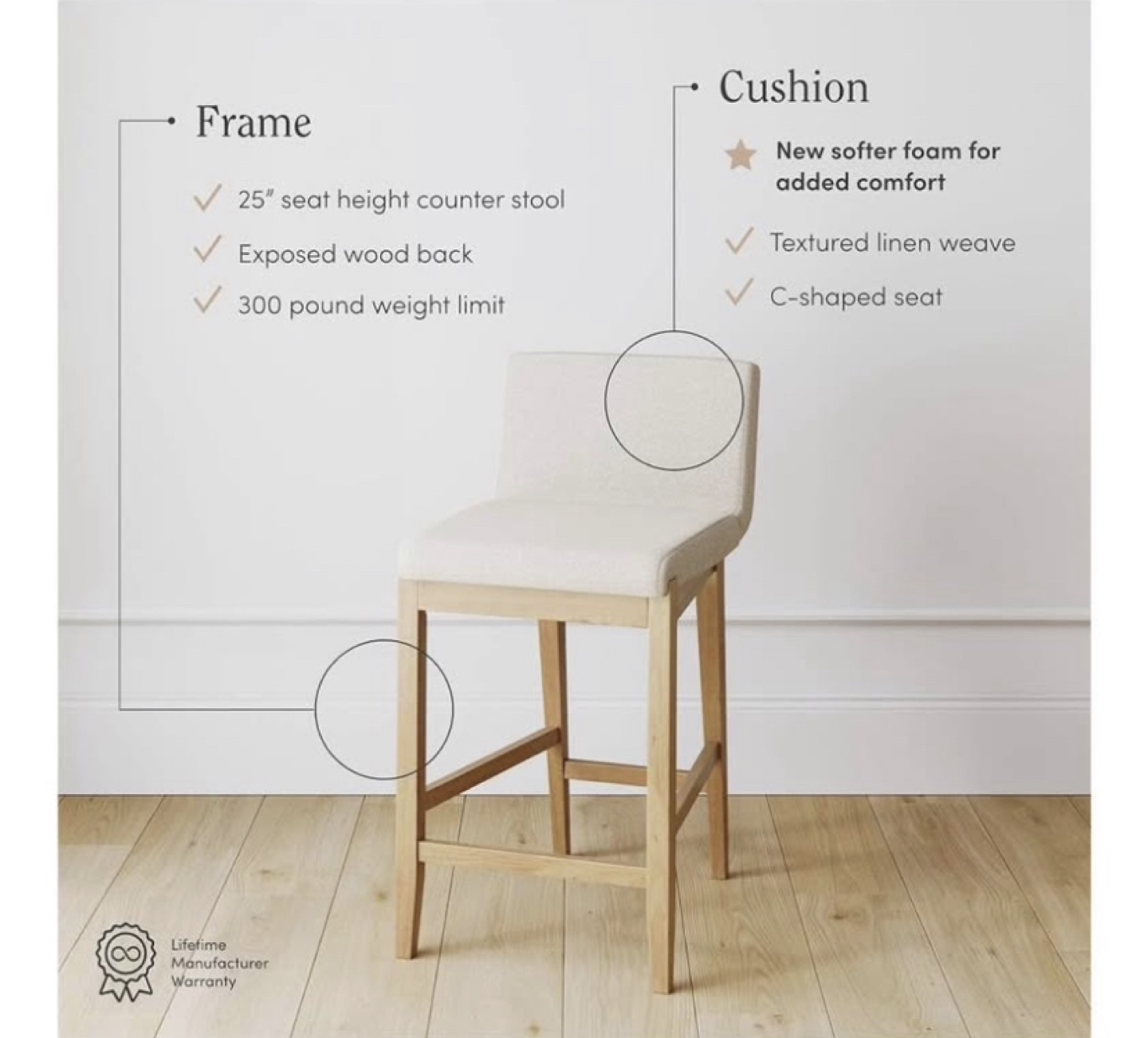 Nathan James Amelie Bar Stool - Cream - photo 2