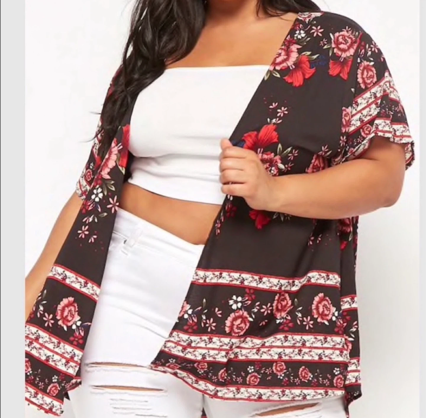 Plus Size Crepe Floral Print Kimono size 3x - photo 5