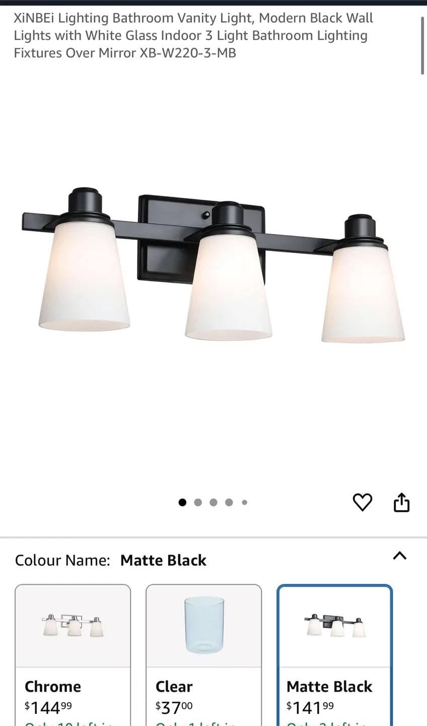 Xinbei Lighting Bathroom Vanity Light - Matte Black thumbnail