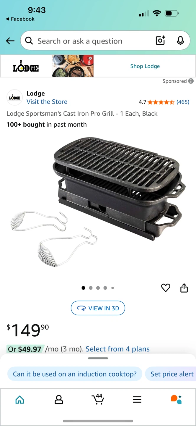 Lodge Sportsman's Cast Iron Pro Grill - Black - photo 3