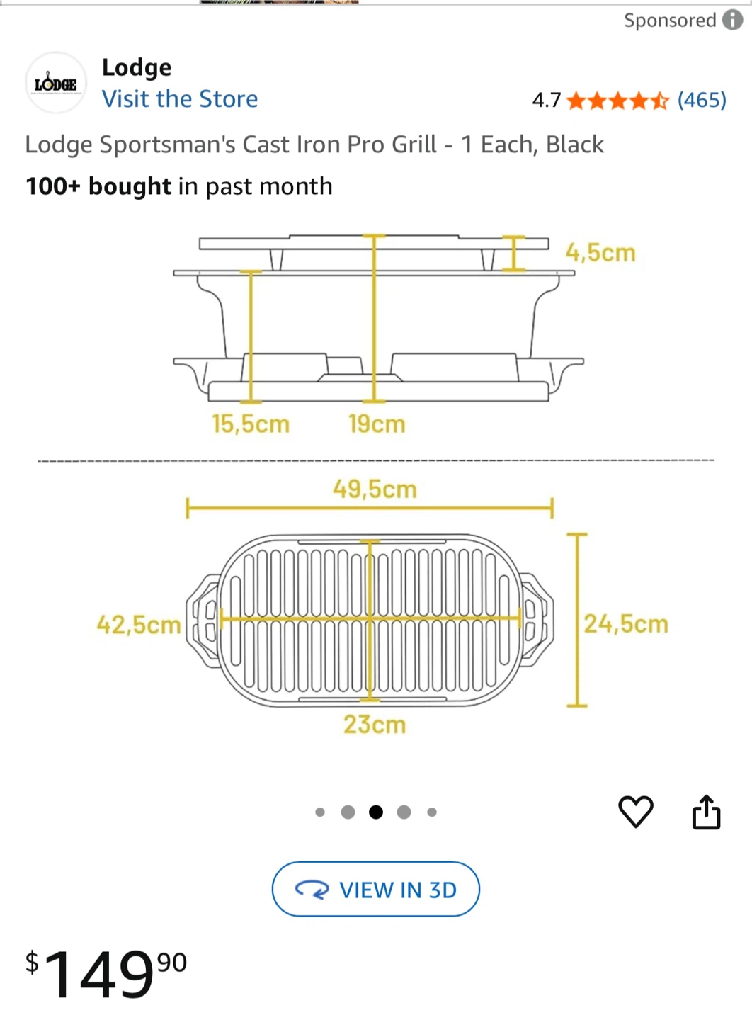 Lodge Sportsman's Cast Iron Pro Grill - Black - photo 4