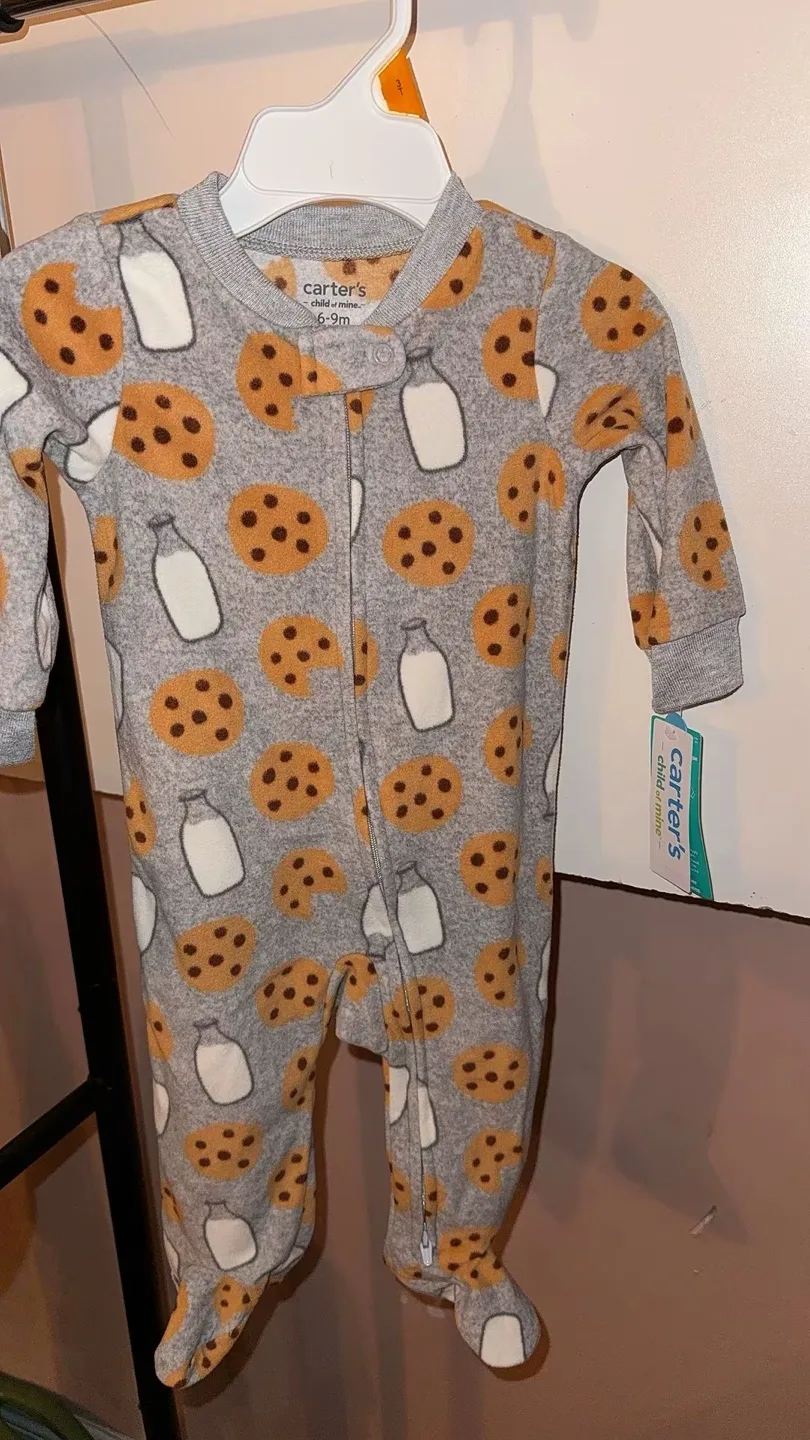 Carter's 6-9M Cookie & Milk Footed Pajamas image indicator(2)