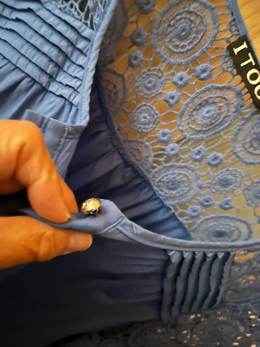 ITOO Blue Boho Crochet Lace Blouse - Size S/M image indicator(5)