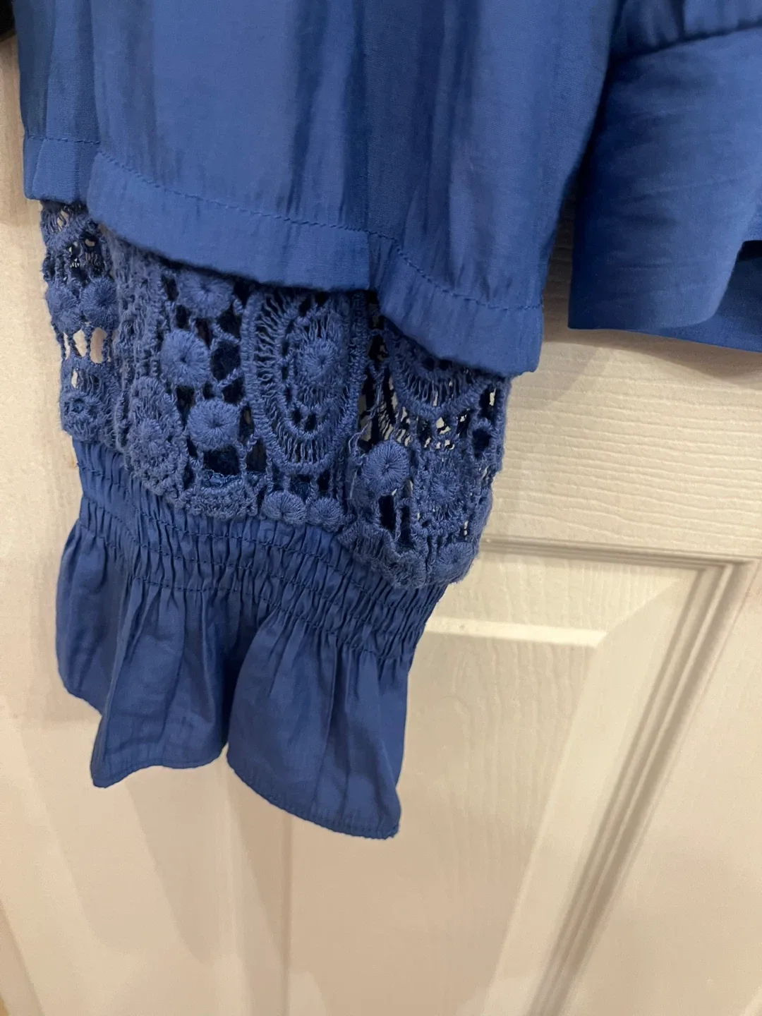 ITOO Blue Boho Crochet Lace Blouse - Size S/M image indicator(6)