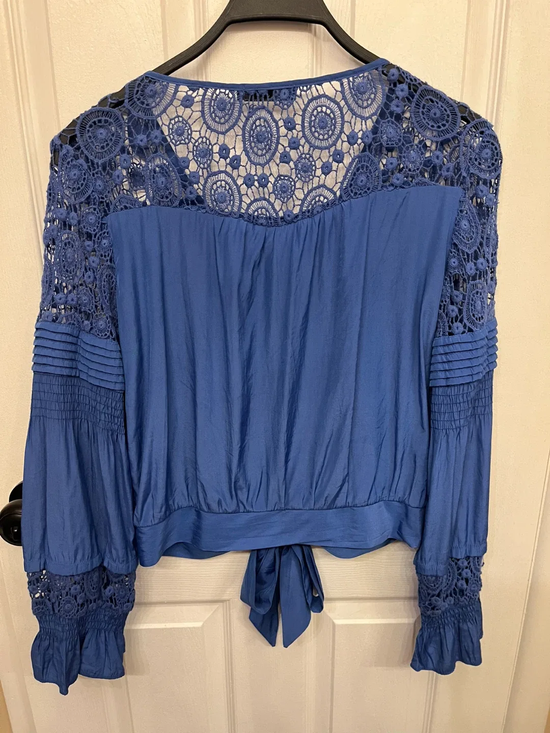 ITOO Blue Boho Crochet Lace Blouse - Size S/M image indicator(3)