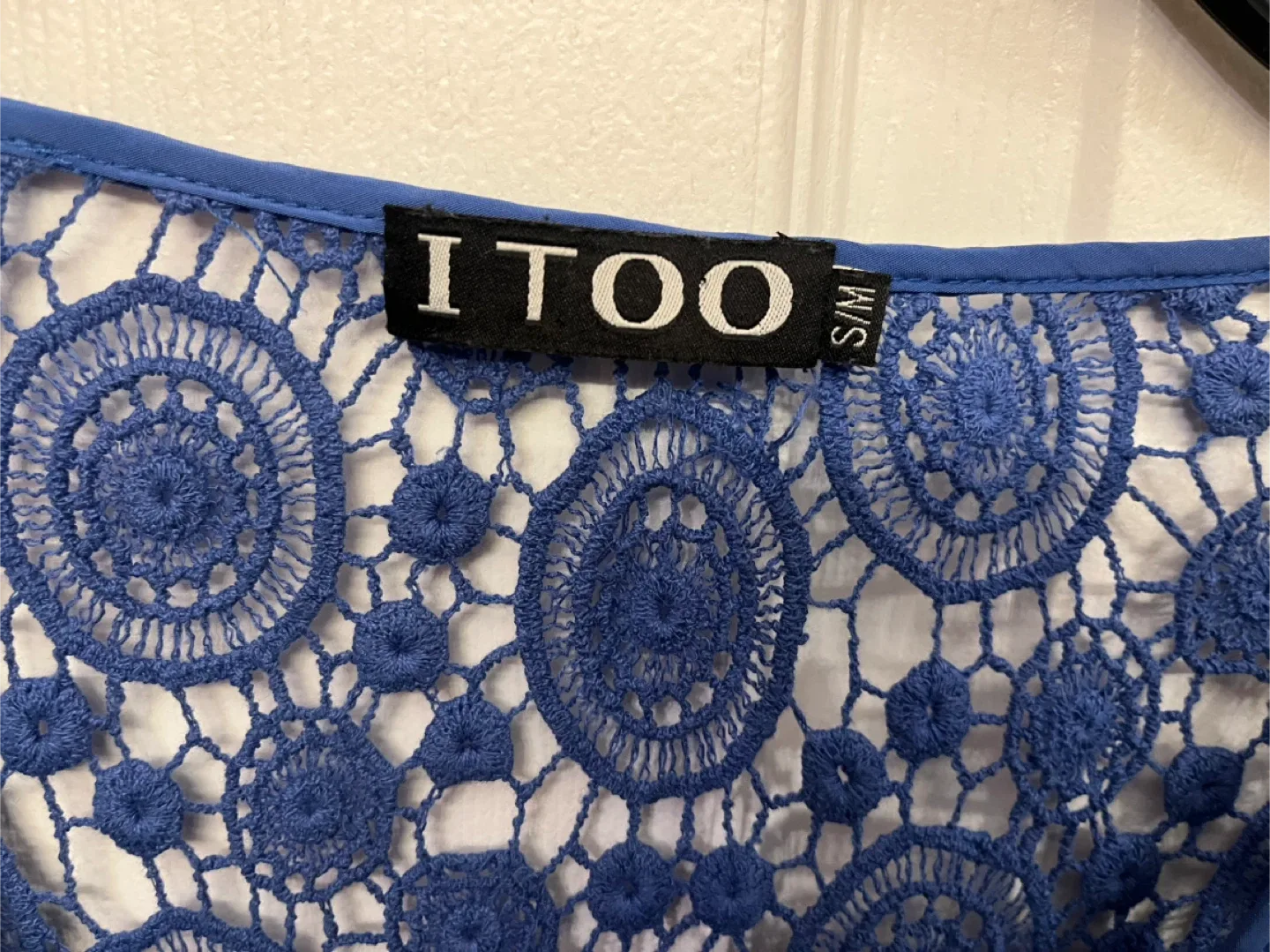 ITOO Blue Boho Crochet Lace Blouse - Size S/M image indicator(2)