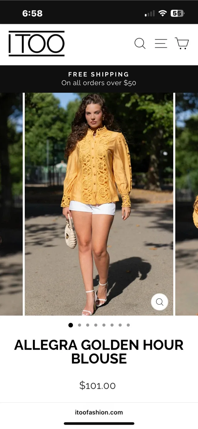 ITOO Blue Boho Crochet Lace Blouse - Size S/M image indicator(10)