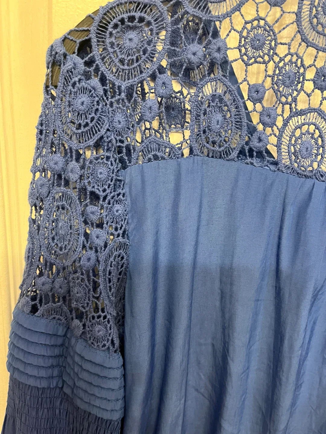 ITOO Blue Boho Crochet Lace Blouse - Size S/M image indicator(7)