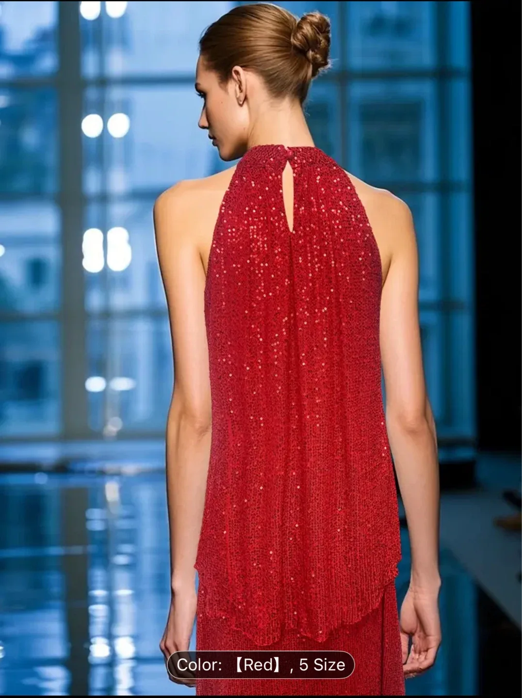 Red Sequin Halter Top & Skirt - Size 5 image indicator(2)