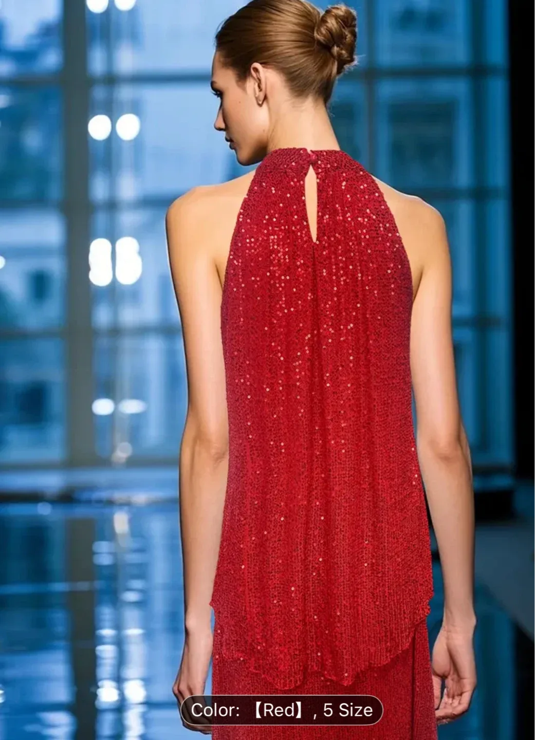 Red Sequin Halter Top & Skirt - Size 5 image indicator(3)