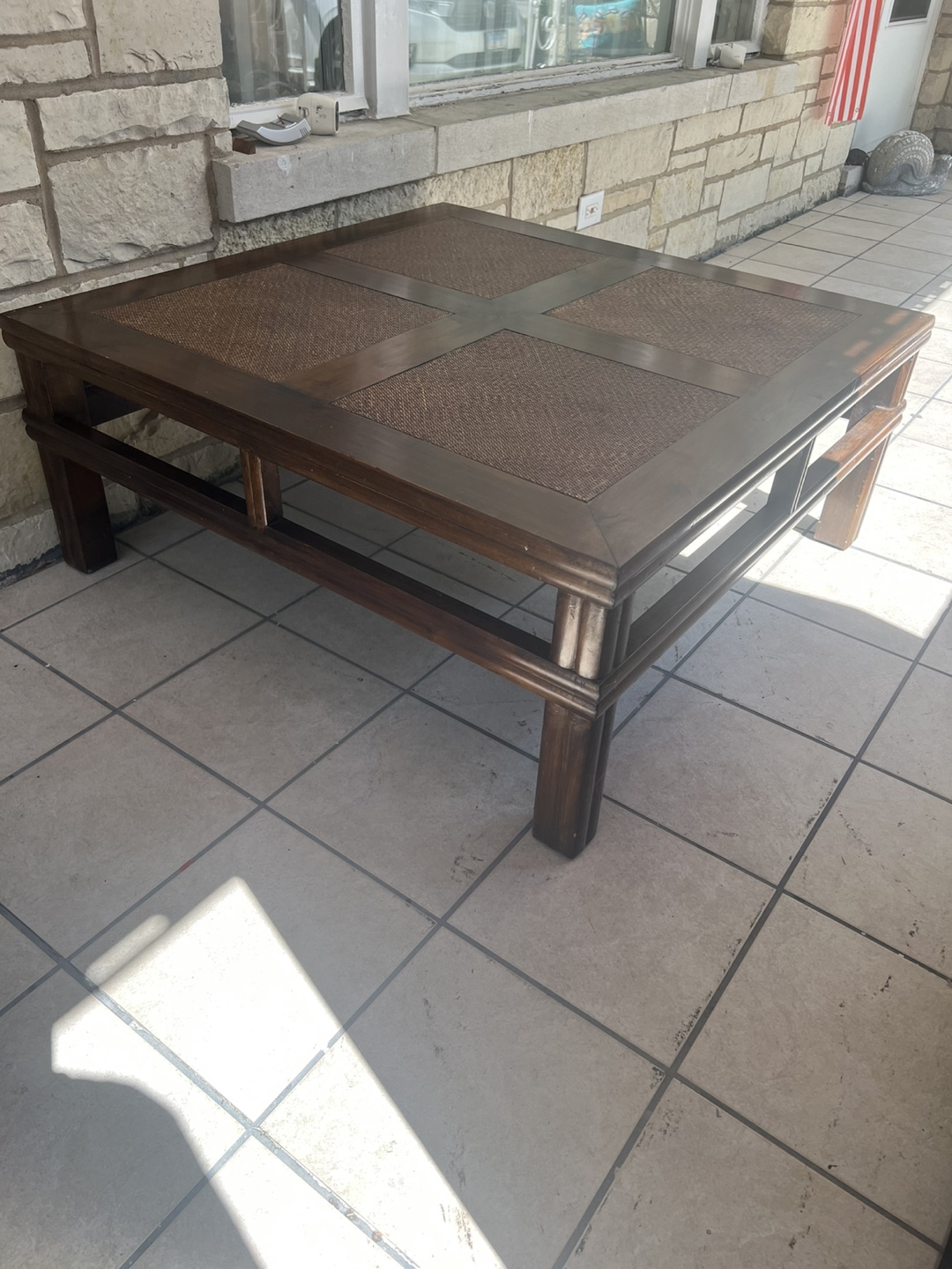 Wooden Coffee Table with Woven Top - photo 5