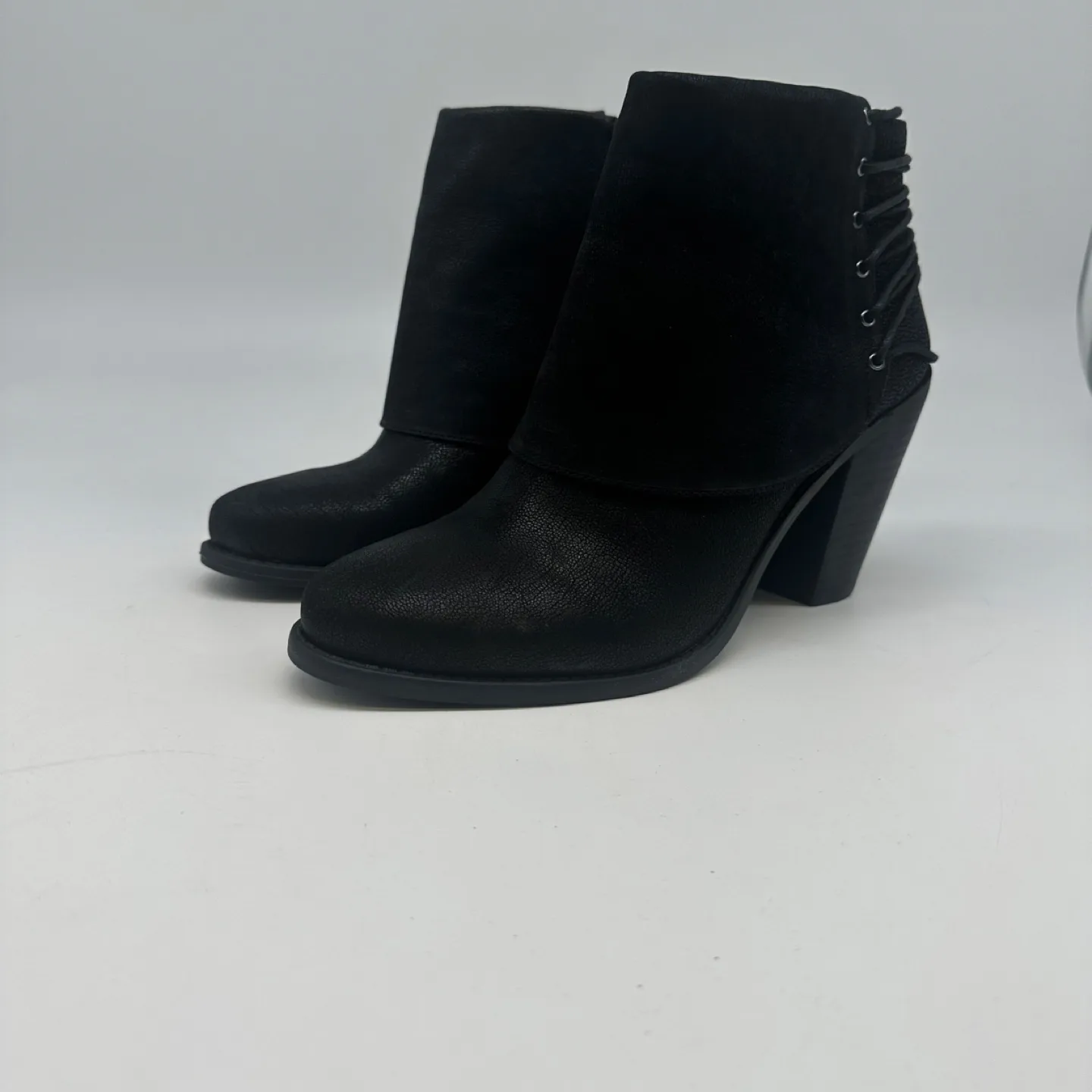 Jessica Simpson Black Leather Heeled Booties thumbnail
