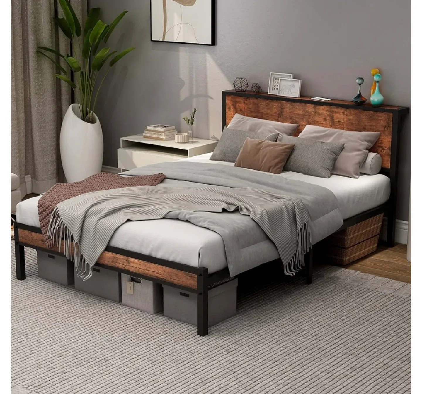 Full Size Bed Frame with Headboard image indicator(3)