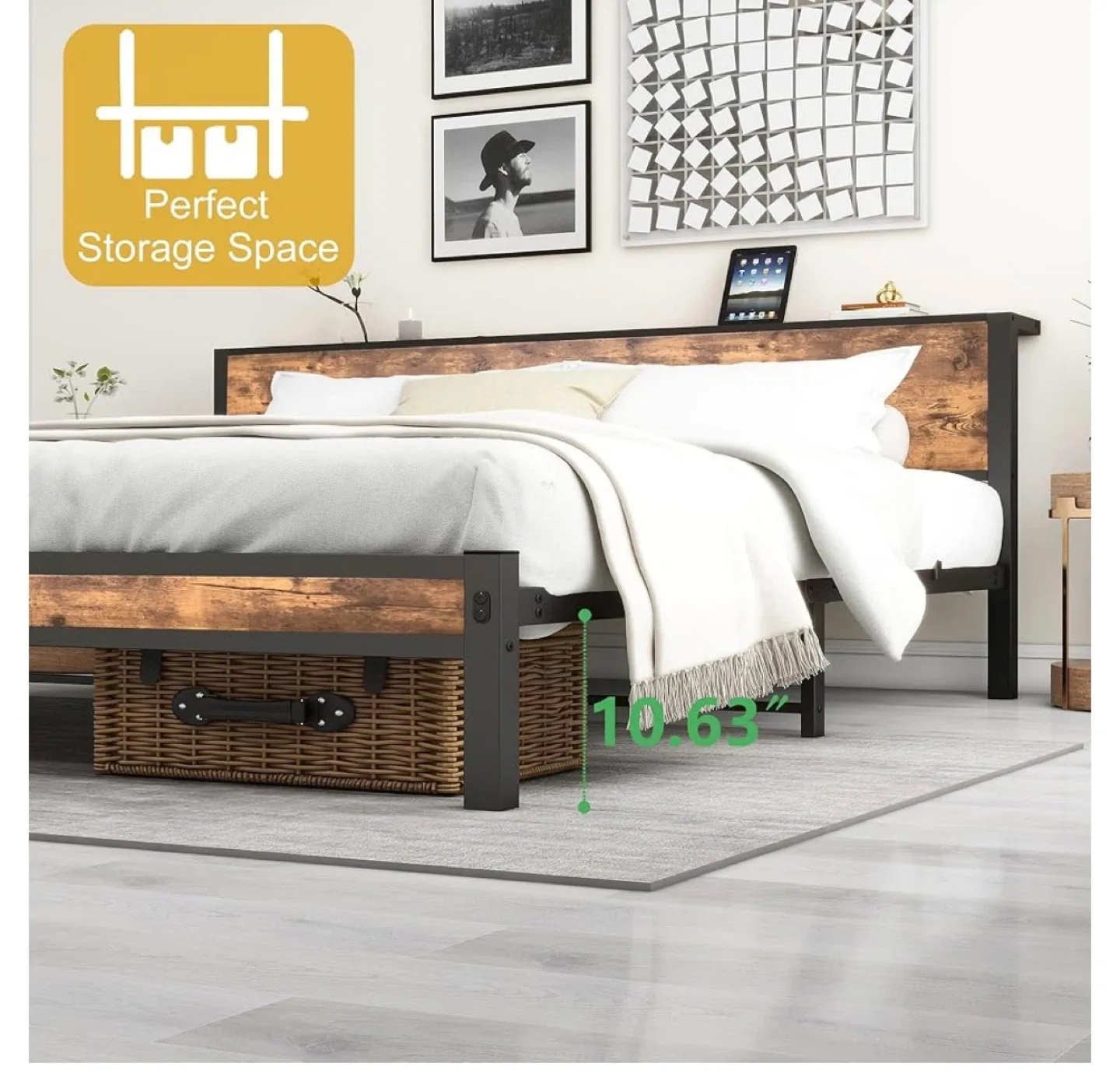 Full Size Bed Frame with Headboard image indicator(6)