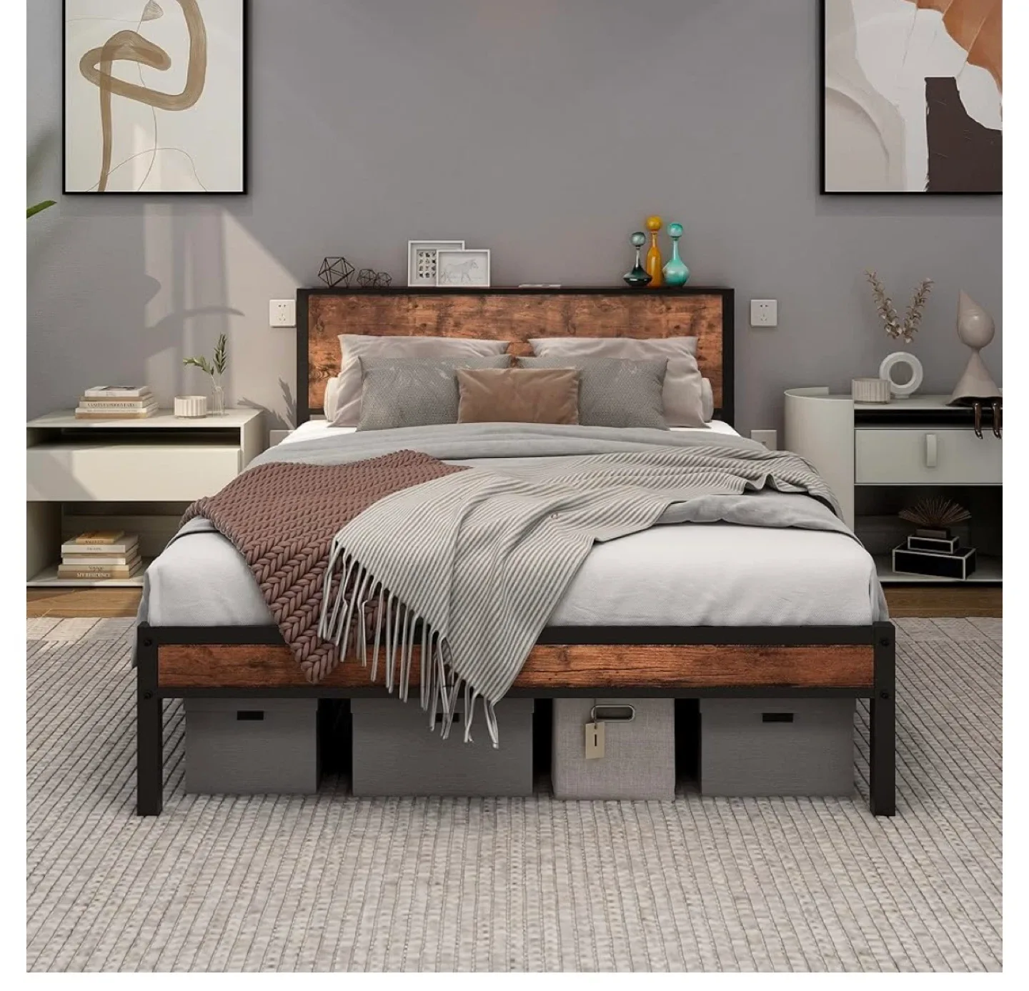 Full Size Bed Frame with Headboard image indicator(7)