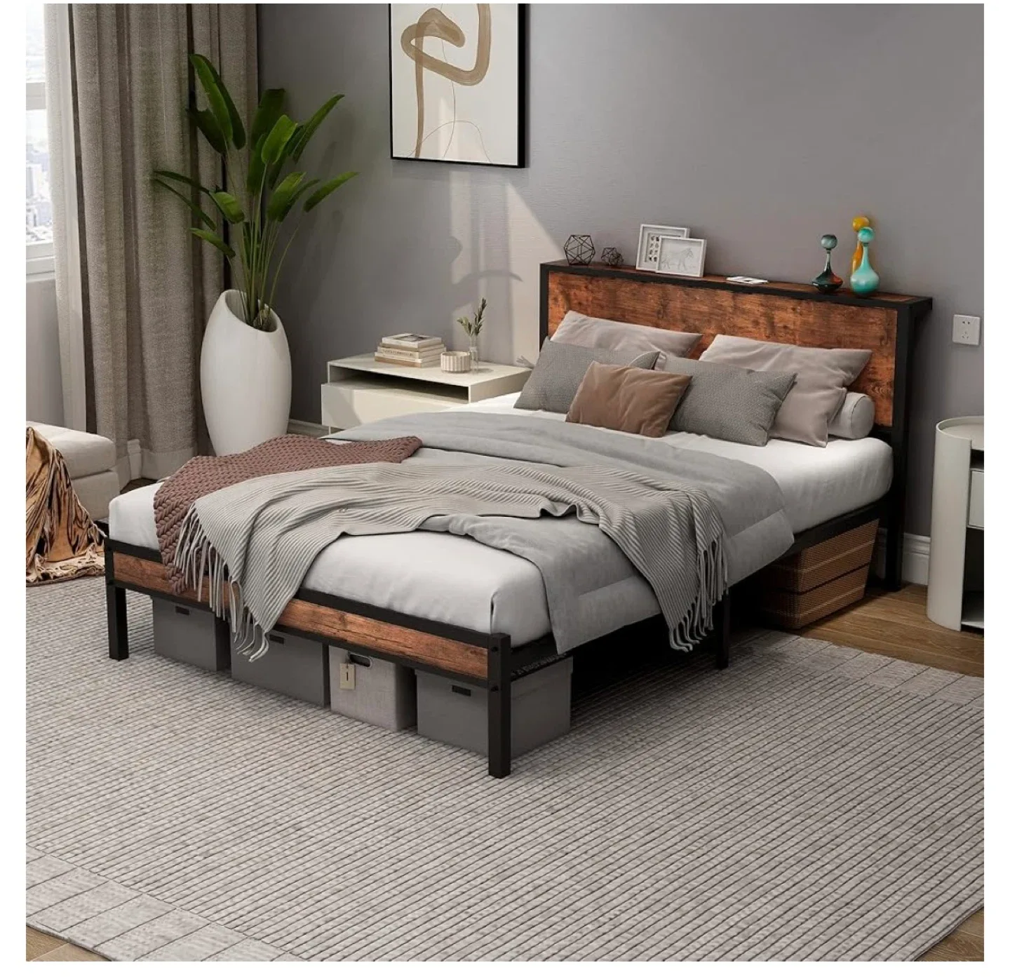 Full Size Bed Frame with Headboard image indicator(8)