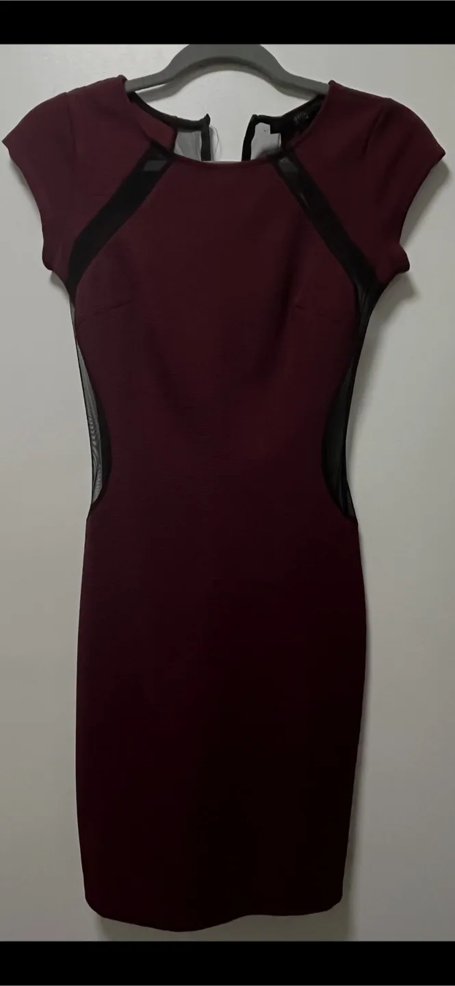 Guess Burgundy Dress with Mesh Detail thumbnail
