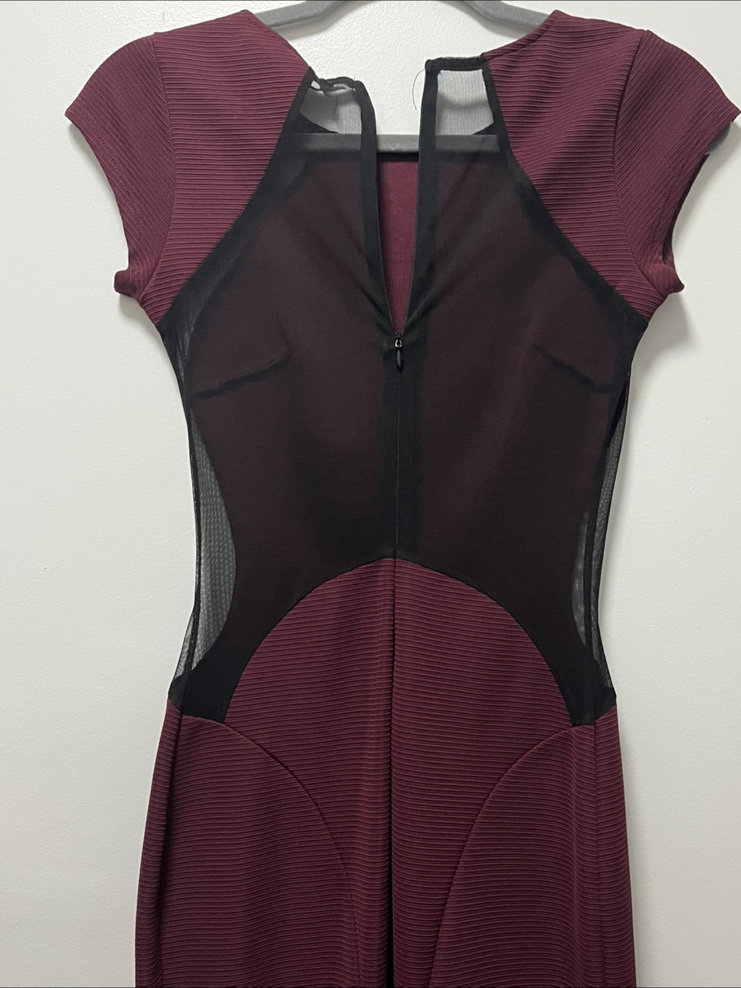 Guess Burgundy Dress with Mesh Detail - photo 4