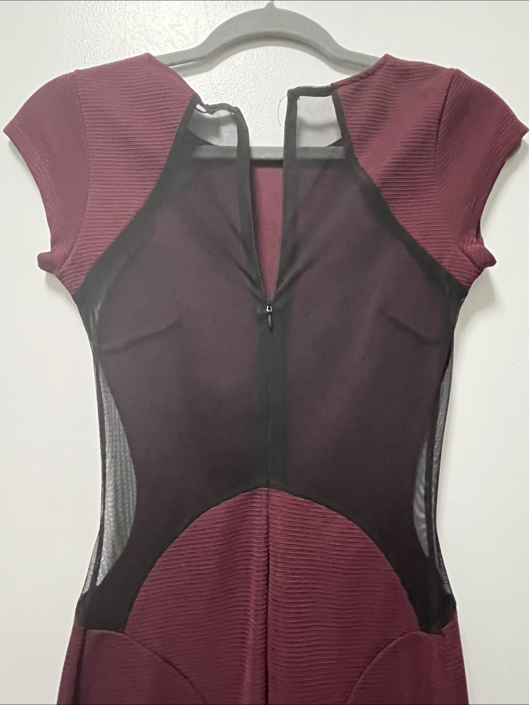 Guess Burgundy Dress with Mesh Detail - photo 5