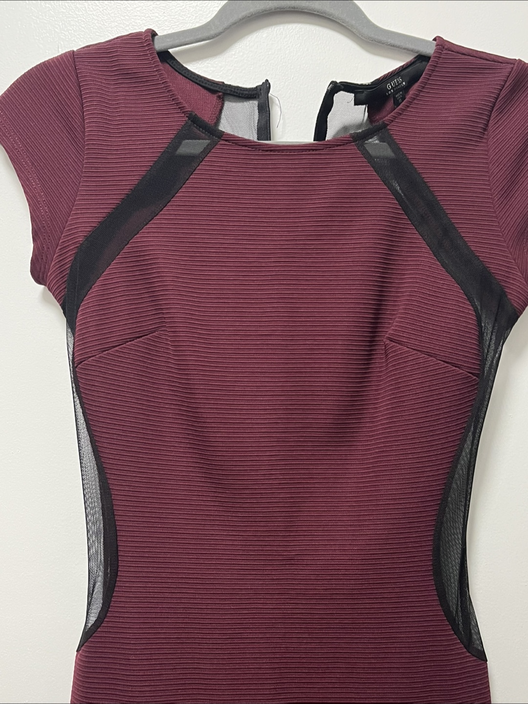 Guess Burgundy Dress with Mesh Detail - photo 3