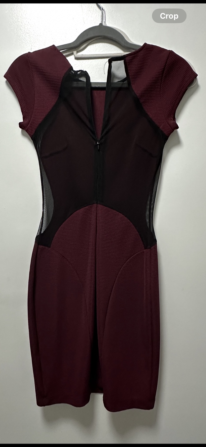 Guess Burgundy Dress with Mesh Detail - photo 2