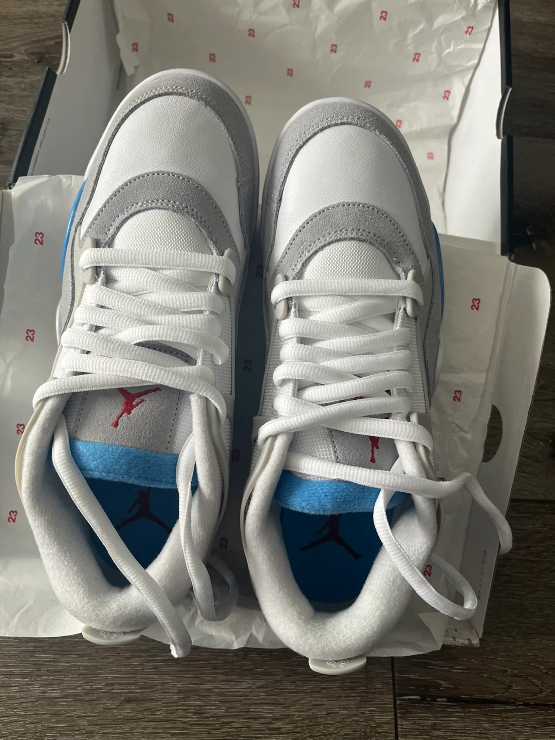 Jordan Air 4 Retro White/Grey/Blue Size 9 - photo 5