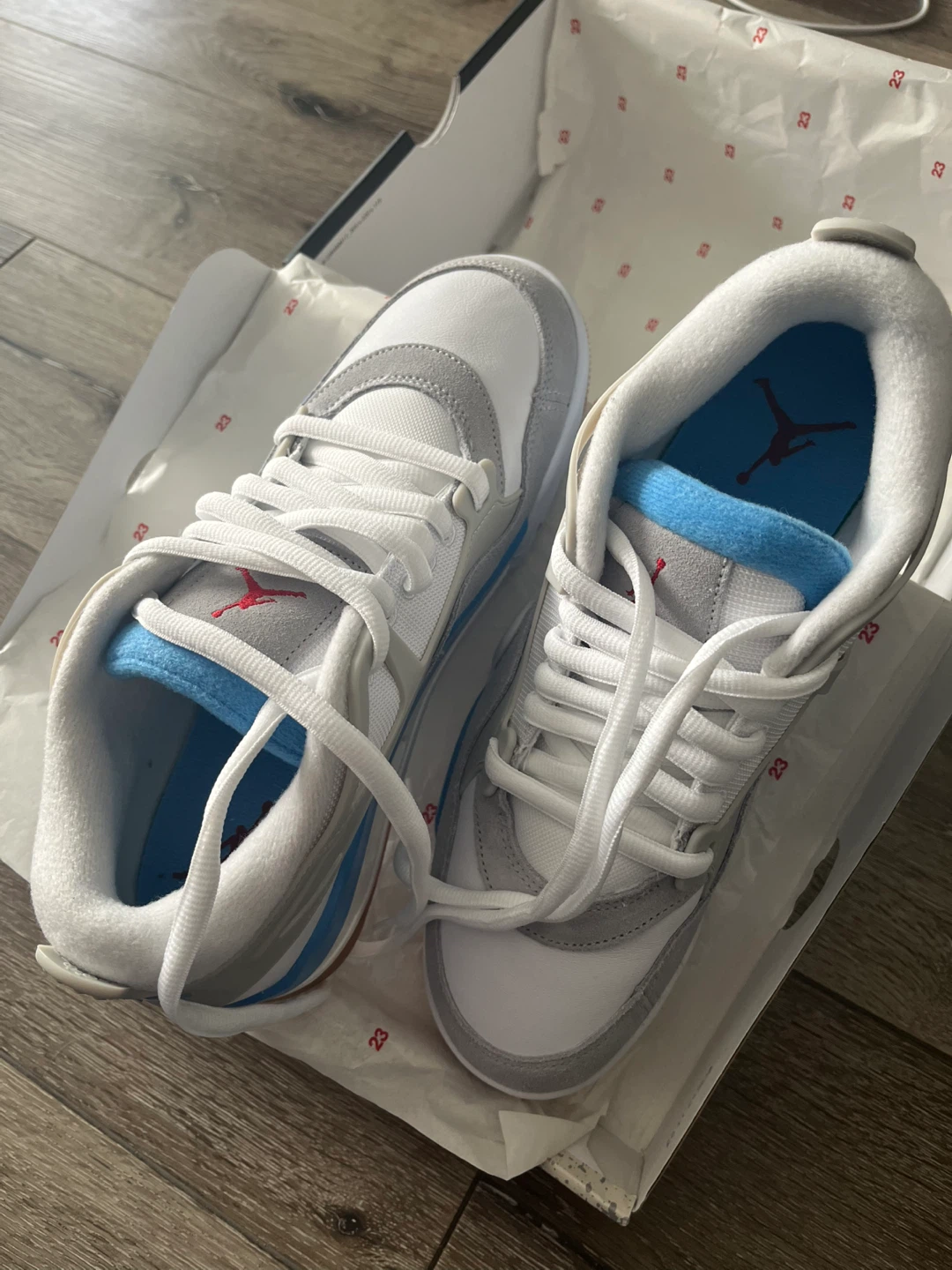 Jordan Air 4 Retro White/Grey/Blue Size 9 - photo 2