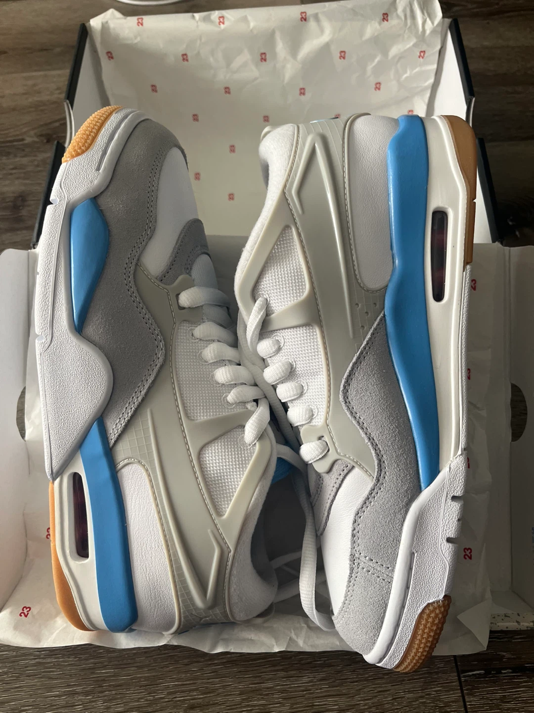 Jordan Air 4 Retro White/Grey/Blue Size 9 - photo 3
