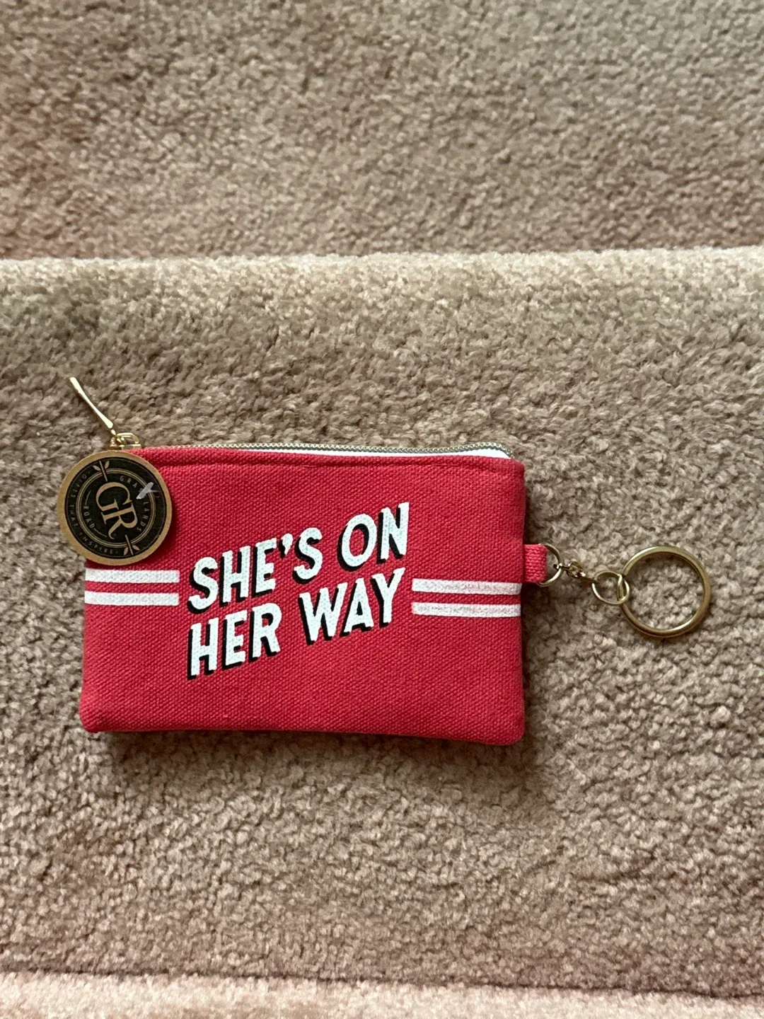 GR Inspired Red Pouch - "She's On Her Way" thumbnail