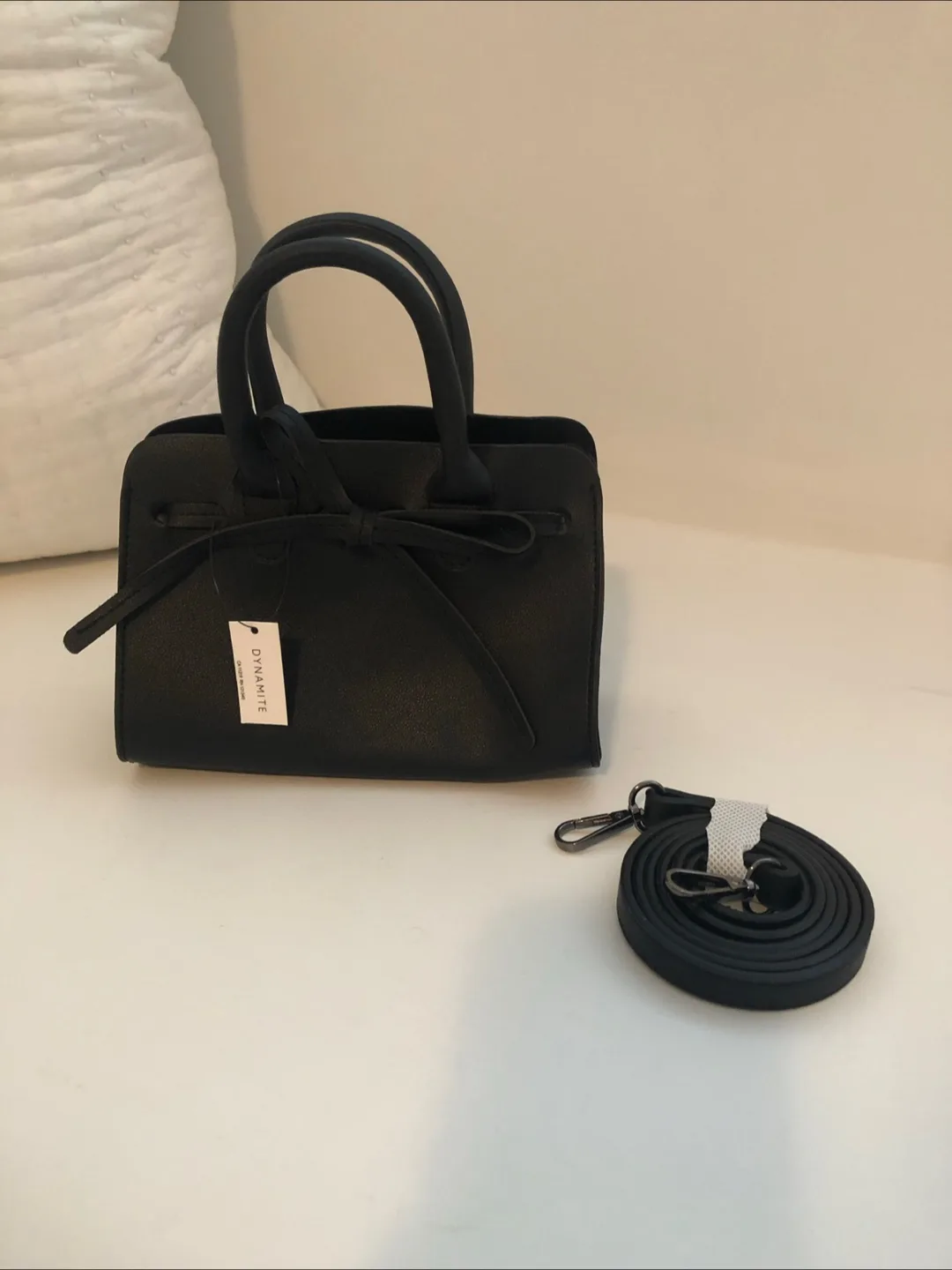 Dynamite faux- leather Black Handbag with Strap - NEW! image indicator(3)