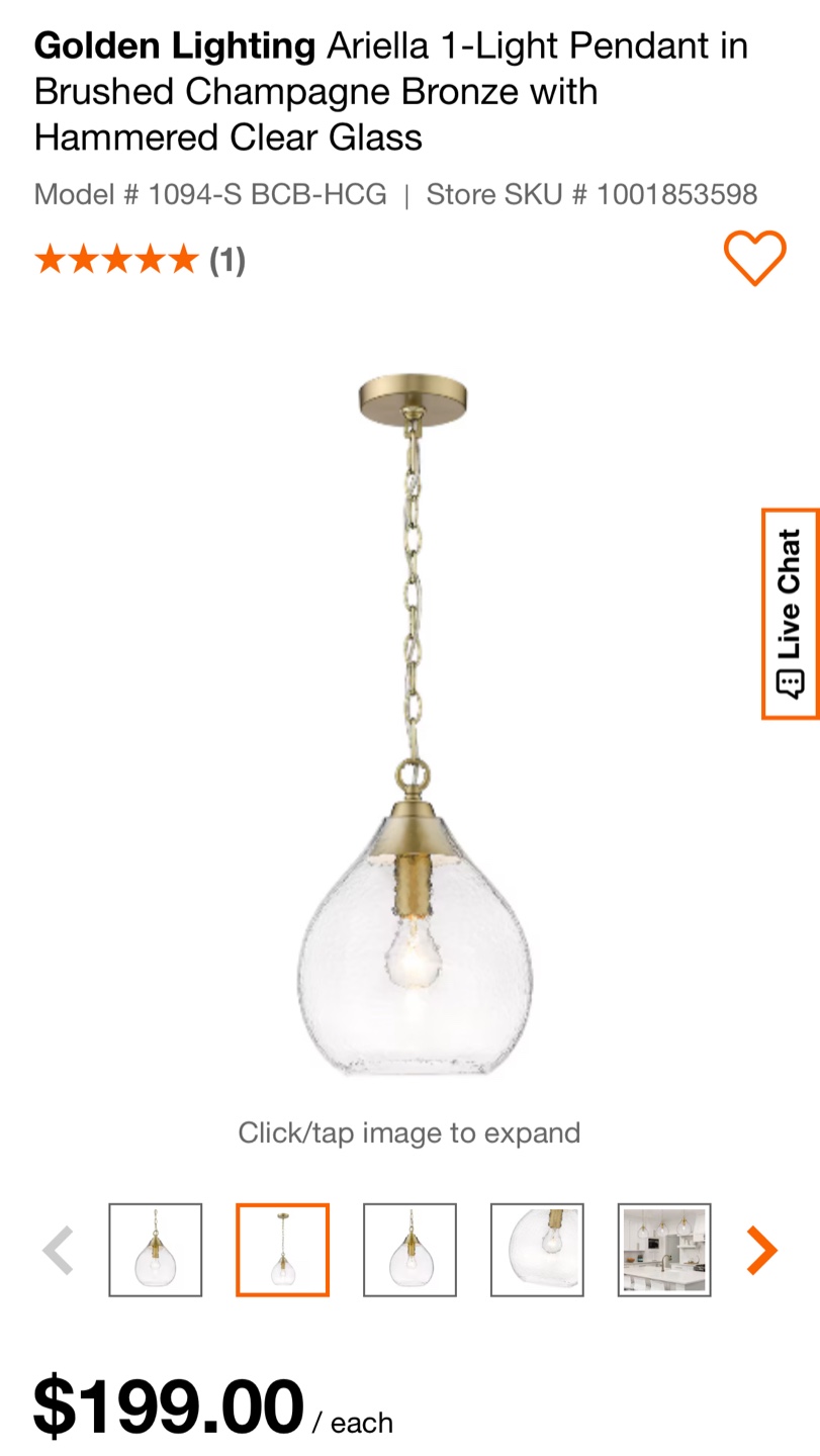 3 Golden Lighting Ariella Pendant Lights - Gold