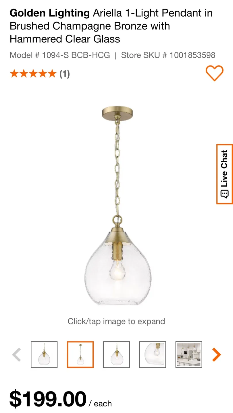 3 Golden Lighting Ariella Pendant Lights - Gold thumbnail