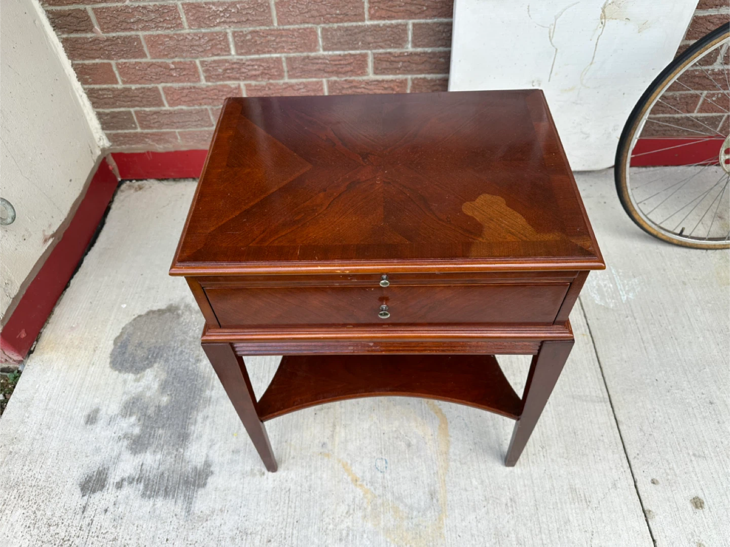 Vintage Mahogany Side Table with Drawer - photo 2