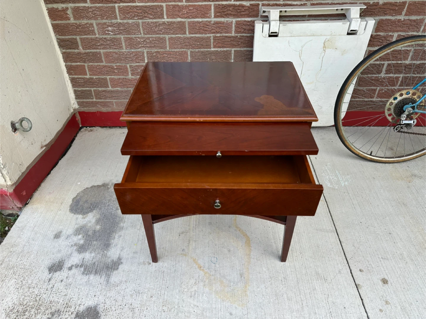 Vintage Mahogany Side Table with Drawer - photo 3