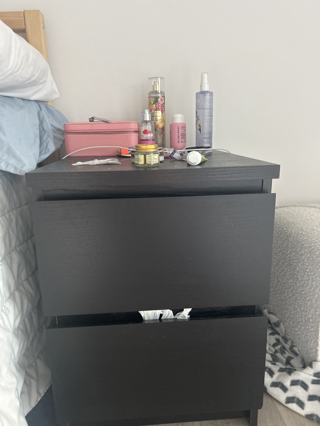 Black 2-Drawer Nightstand