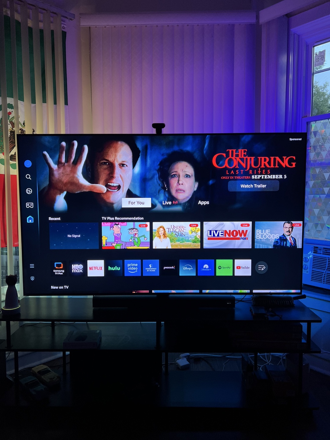 75” Samsung QLED 4K w/ tv stand & sound bar! - photo 3