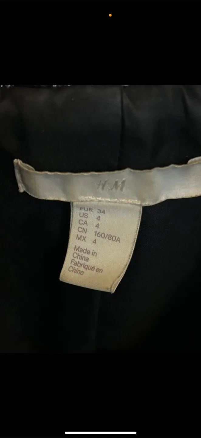 H&M Black Faux Patent Leather Moto Jacket - Size 4 image indicator(4)