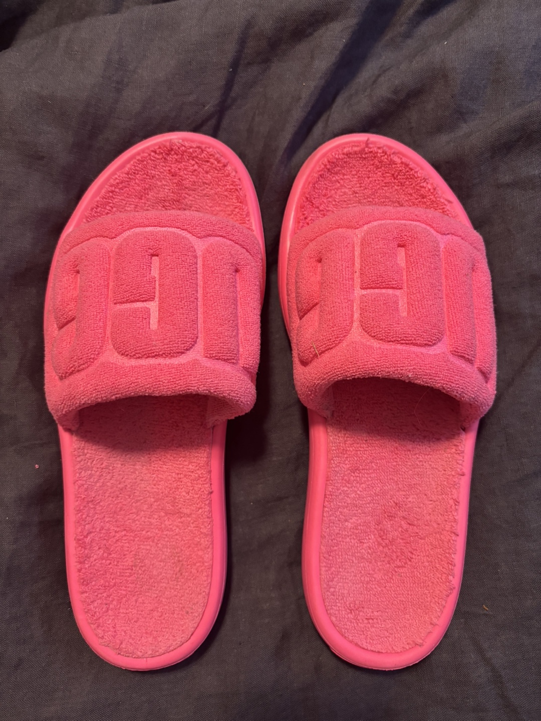 UGG Pink Terry Cloth Slides - Size 9
