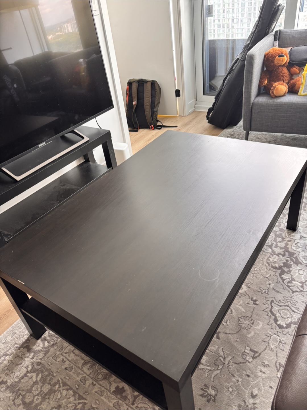 Dark Brown Coffee Table with Shelf - photo 2