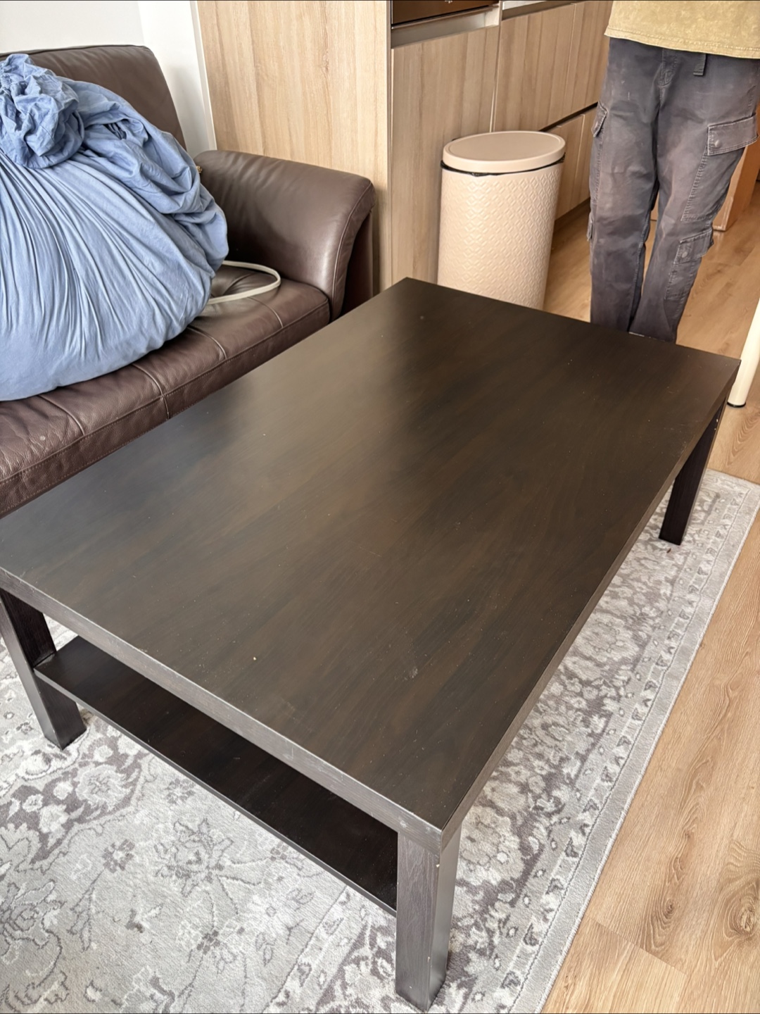 Dark Brown Coffee Table with Shelf