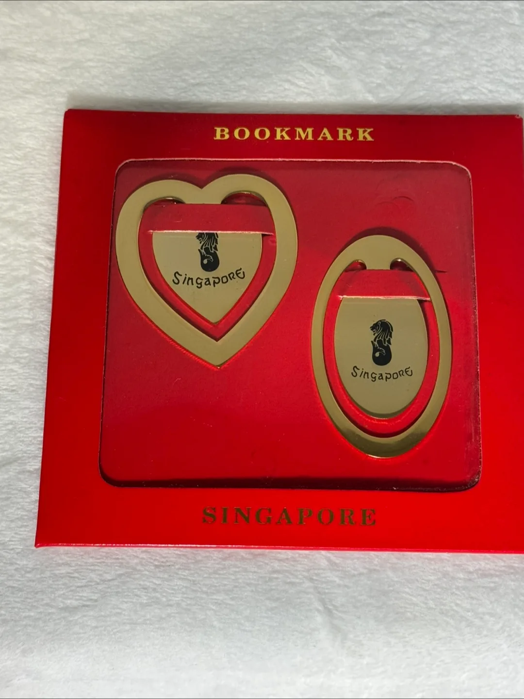NEW Singapore 🇸🇬 Merlion Bookmark Set - 24K Gold Plated Brass